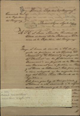 Oficio de Buenaventura Decoud, cónsul general del Paraguay al Ministro de relaciones exteriores del Paraguay, Benito Varela.