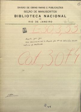 Una comunicación del Sr. Brizuela, dirigida a Jose Berges, Ministro de Relaciones Exteriores de Paraguay.