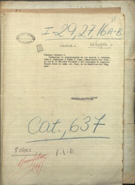 Credencial de plenipotenciario de los señores Robert C. Schenk, John S. Pendelton y Thomas J. Page.
