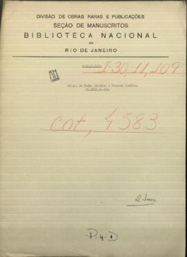 Oficios de Pedro Teixeira, Comandante de Fuerte de Olimpo a Vicente Barrios.