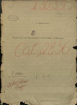 Una nota del Señor von Gulich, encargado de negocios de Prussia, dirigida a Jose Berges, Ministro de R. E. de Paraguay.