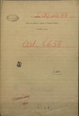 Oficio de M. Bareiro, Comandante de Corumbá al Gral. Venancio López.