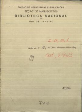 Cartas de Venancio López al Presidente Francisco Solano López, sobre situación de tropas.