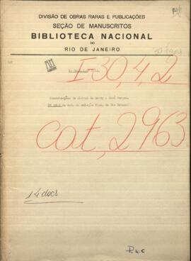 Comunicaciones de Alfred du Graty, dirigida a Jose Berges, Ministro de Relaciones Exteriores de Paraguay.