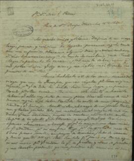 Carta de Juan Andrés Gelly, informando a Manuel Peña enviado de Paraguay junto al gobierno de Buenos Aires que él se encontraba en S. Borja en camino para el Paraguay.