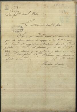 Carta de Rosalía Acosta pidiendo a Manuel Peña enviado de Paraguay junto al gobierno de Buenos Aires, entregar una encomienda que mando para Luis Vialy.