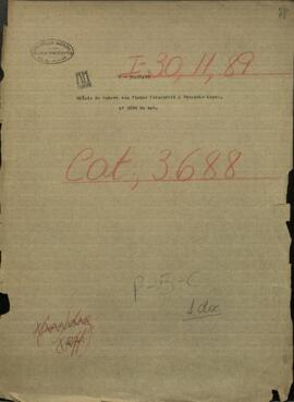 Oficio de Robert von Fisher T., Ing. jefe de linea telegráfica paraguaya, a Venancio López.