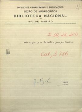 Carta de Juan A. de los Santos a Juan Jose Camelino.