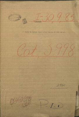 Carta de Benigno López a Jose Berges, Mtro. de Relaciones Exteriores de Paraguay.