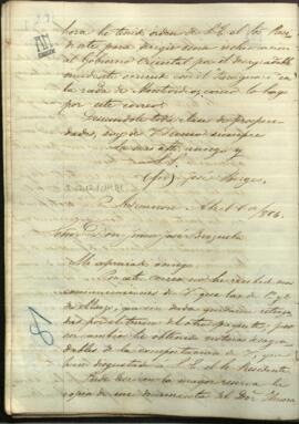 Carta de Jose Berges, Ministro de Relaciones Exteriores de Paraguay, a Juan Jose Brizuela, sobre el vapor Paraguari.