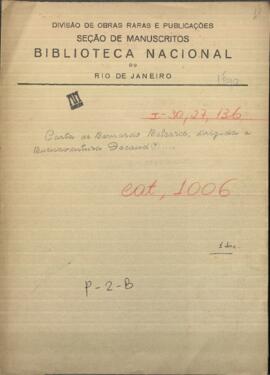 Carta de Bernardo Balcarce, dirija a Buenaventura Decoud, cónsul de  Paraguay en Buenos Aires.