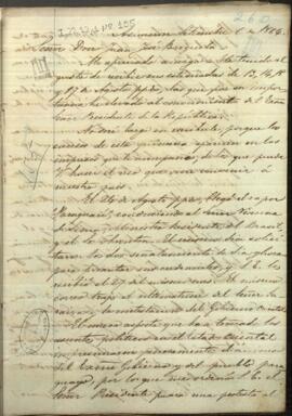 Carta de Jose Berges, Ministro de Relaciones Exteriores de Paraguay, a Juan Jose Brizuela.