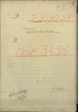 Carta de Henrique Falcon, al Ministro de Relaciones Exteriores de Paraguay, Jose Berges.