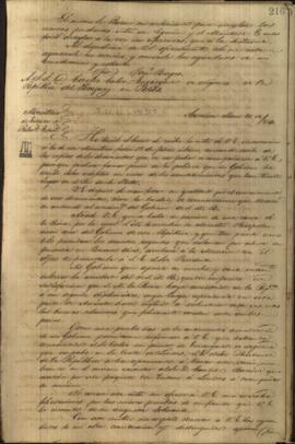 Oficio de José Berges, Ministro de Relaciones Exteriores de Paraguay, a Edward Thornton, Ministro Plenipotenciario de Gran Bretaña.