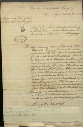 Oficio de Buenaventura Decoud, cónsul general del Paraguay, en Buenos Aires, al ministro de relaciones exteriores del Paraguay, Benito Varela.