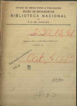 Minutas de oficios de Jose Berges, Ministro de Relac. Exteriores de Paraguay en misión en Corrientes.