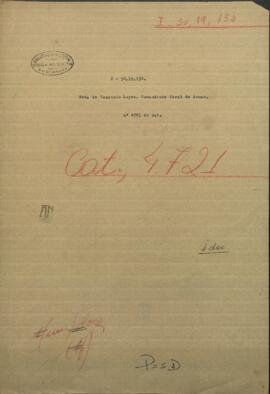 Nota de Venancio López, Comandante Gral. de Armas de Asunción.