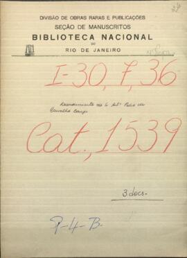 Reconocimiento del señor Antonio Pedro Carvalho Borges, en el carácter de encargado de negocios del Imperio del Brasil cerca de la República.