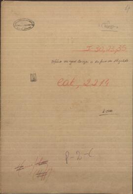 Oficio de José Berges Ministro de Relaciones Exteriores del Paraguay al Ministro de igual clase de Argentina, Rufino de Elizalde.