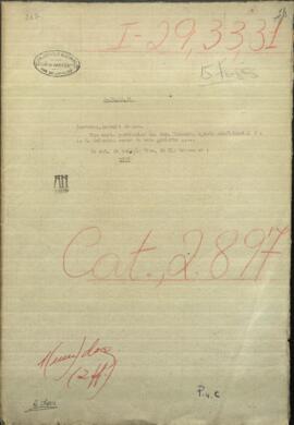 Una carta particular del Señor Carreras, agente confidencial de la Rca. Oriental, dirigida a Jose Berges, Ministro de Relaciones Exteriores de Paraguay.