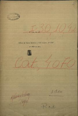 Oficio de Ramón Marecos al Mtro. de Relaciones Exteriores de Paraguay, Jose Berges.