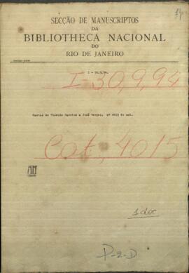 Carta de Vicente Barrios, Mtro. de Guerra y Marina de Paraguay, a Jose Berges.