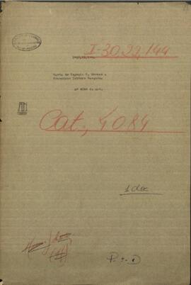 Carta de Eugenio E. Moreno, al Comandante en Jefe de las fuerzas expedicionarias, Francisco Isidoro Resquin.