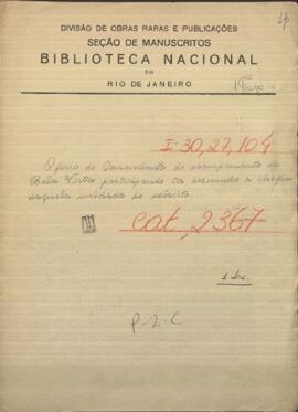 Oficio del Comandante del Campamento de Bella Vista dirigida al Ministro de Guerra y Marina de Paraguay.