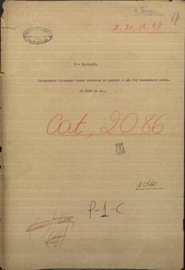 Nota sobre la deserción de Bernardino Fernandez López del cuartel de Villa Franca.