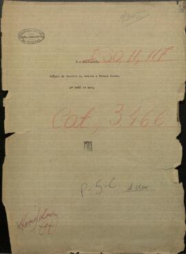 Oficio de Basilio A. Molina, Jefe de Milicias de Altos, al Pdte. de Paraguay, Francisco S. López.