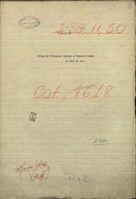 Oficio de Victorino Cabriza, Jefe de Milicias de Yaguarón al Gral. de Armas de Asunción, Venancio López.