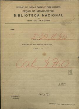 Oficio de José María Aguiar a Francisco Solano López, Pdte. de Paraguay.