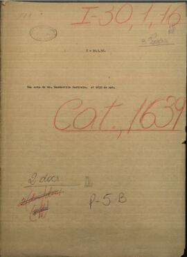 Una nota de Mr. Mandeville Carlisle de fecha de 4 de octubre, dirigida a José Berges, Ministro de Relaciones Exteriores del Paraguay.