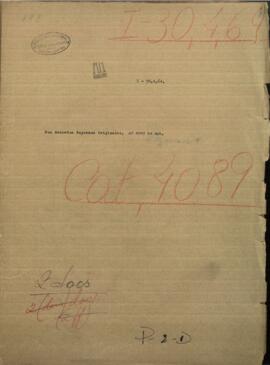 Dos decretos Supremos Originales, sobre una pensión mensual del Tesoro Nacional.