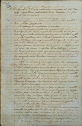 Carta de Jose Berges, Ministro de Relaciones Exteriores de Paraguay, a Felix Egusquiza, Agente Comercial de Paraguay en Buenos Aires.