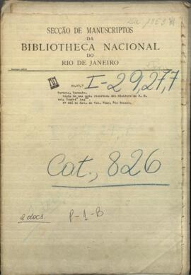 Copia de una nota reservada del Ministro de relaciones exteriores, de la Confederación Argentina a su cónsul residente en Asunción.