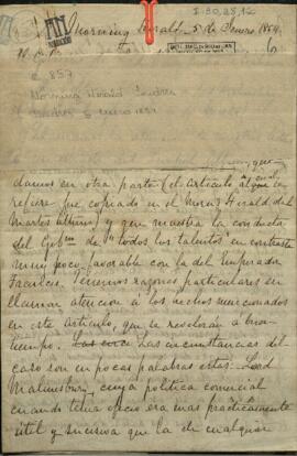 El gobierno de Lord Derby contra la coalición. La política extranjera de Lord Malmesbury.