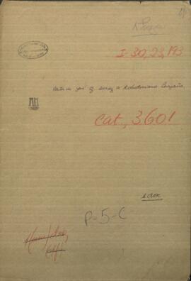 Carta de Jose G. Suarez, a Robustiniano Lagraña, sobre contrabando en las margenes del Río Uruguay.