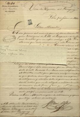 Oficio de Francisco Solano López, en misión especial extraordinaria del Paraguay, en Europa, a Benito Varela.