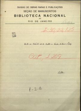 Carta de Roberto de la Riestra a Carlos Antonio.