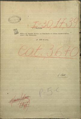 Oficio de Vicente Barrios al Comandante de la columna expedicionaria sobre el río Mbotetey.