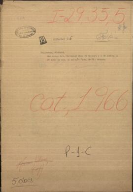 Dos notas de D. Ricardo Mullowney fechas 29 de mayo y 2 de junio a Felix Egusquiza.