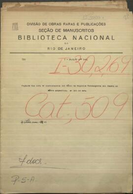 Copia de una nota de contestación del Ministro de Negocios Extranjeros del Imperio del Brasil al Ministro argentino.