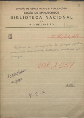 Estado que manifiesta la fuerza efectiva, armamento, municiones vestuarios, monturas y menages que tiene el expresado en el mes de la familia.