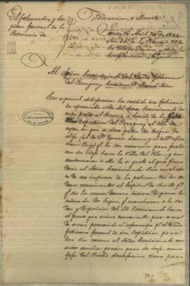 Oficio de Pascual Echague, poniendo a disposición de Manuel Peña, los 2 Barcos que pidió.