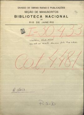 Una nota del Ministro americano, Charles A. Washburn a Jose Berges, Mtro. de Paraguay.