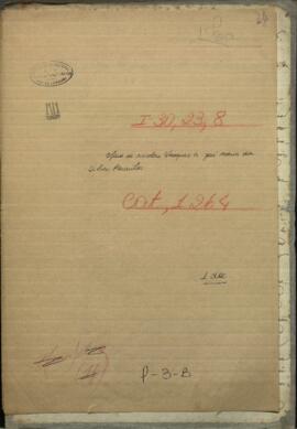 Oficio del Ministro de Relaciones Exteriores del Paraguay, Nicolas Vasquez al Ministro José Maria da Silva Paranhos.