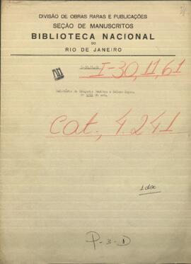 Relatório de Gregorio Benítez, al Presidente de Paraguay, Francisco Solano López.