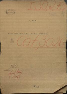 Una carta confidencial del Señor Miguel Rojas a Jose Berges, Ministro de Relaciones Exteriores de Paraguay.