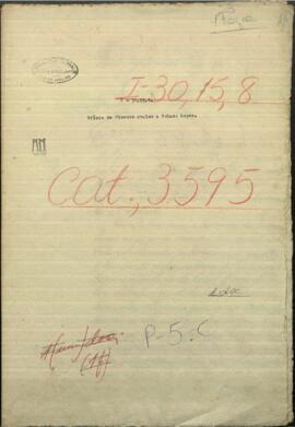 Oficio de Vicente Abalos a Francisco S. Lopez, Presidente de Paraguay, comunicando su viaje.